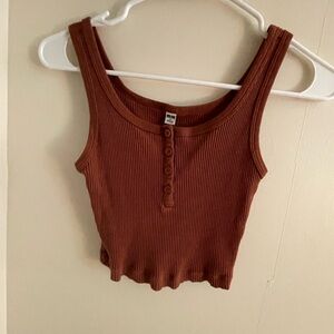 Uniqlo Brown Ribbed Crop Top